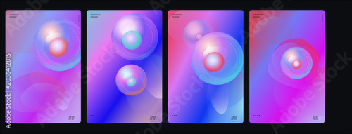 Vibrant abstract art exhibition showcases colorful glowing orbs and spheres in a modern gallery setting with technology
