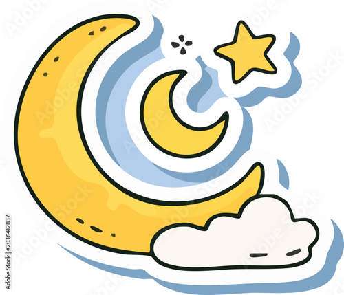 Crescent Moon and Star Ramadan Sticker