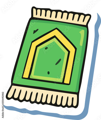 Islamic Prayer Mat Cartoon Illustration