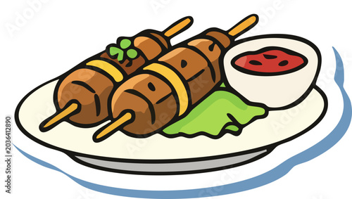 Grilled Kebab Ramadan Food Illustration
