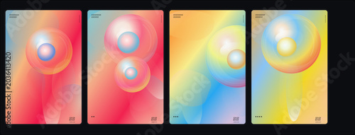 Vibrant abstract artwork displayed in a gallery setting with colorful designs.