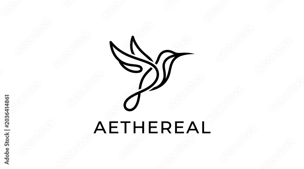 Fototapeta premium aethereal hummingbird logo design.