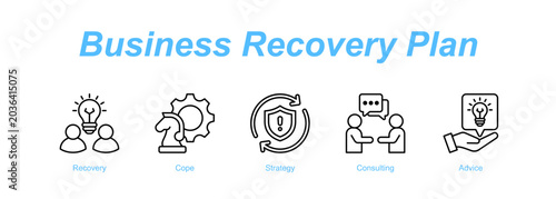 Fotografie Business Recovery Plan web banner icon concept for with icon of Recovery, Cope, Strategy, Consulting,