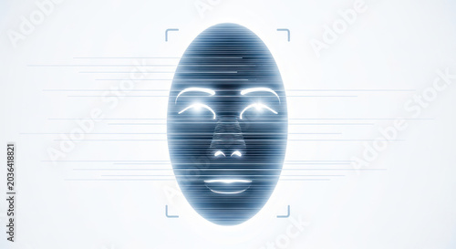 Abstract illustration of a digital face recognition technology concept
