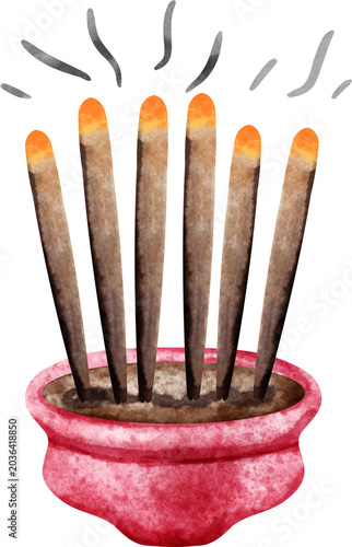 Canvas Print watercolor incense sticks