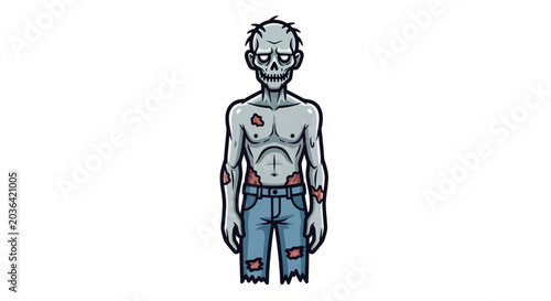 Foto Cartoon zombie monster standing, isolated on white background.