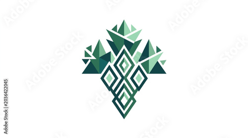 Tableau sur toile Abstract geometric green crystal formation design.