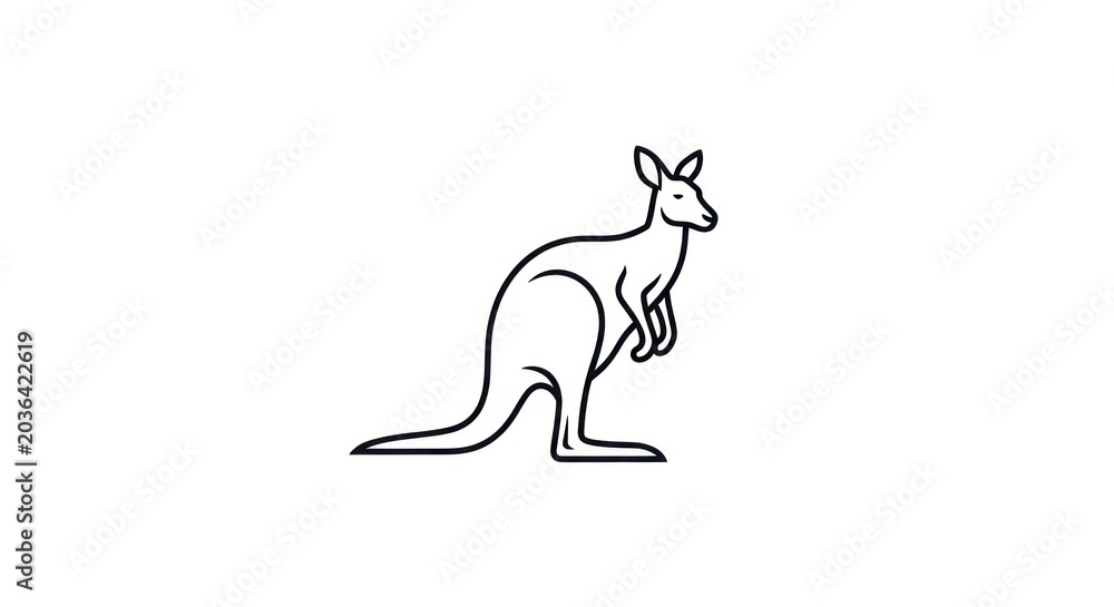 Fototapeta premium Minimalist kangaroo line art icon
