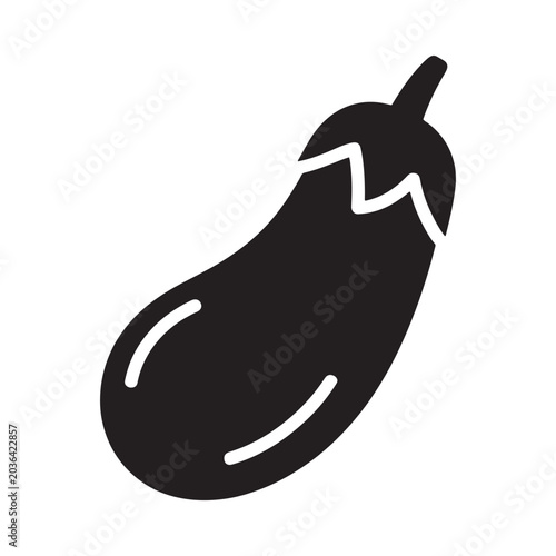 Eggplant Silhouette Black Vegetable Icon On Transparent Background