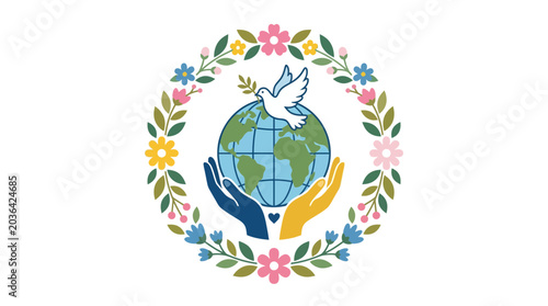 Foto Environmental Conservation Symbol Featuring Globe and Dove.