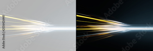 Foto Golden light rays spreading horizontally for energy movement effect and abstract