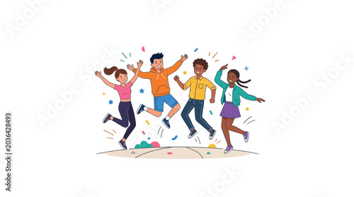 Foto Group of Diverse People Joyfully Dancing and Celebrating Together