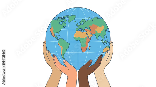 Konstfotografi Hands Holding Earth Globe Symbolizing Global Unity and Environmental Responsibility