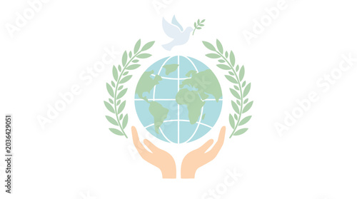 Tableau sur toile Global Environmental Conservation Symbol with Hands and Earth.