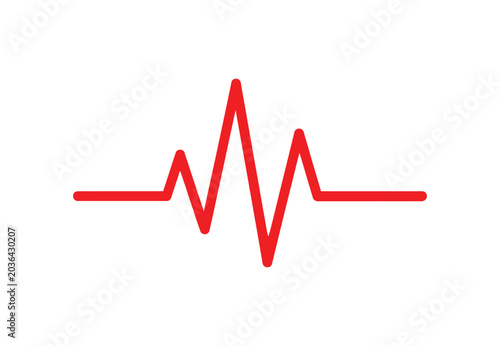 Simple red heartbeat or pulse line icon