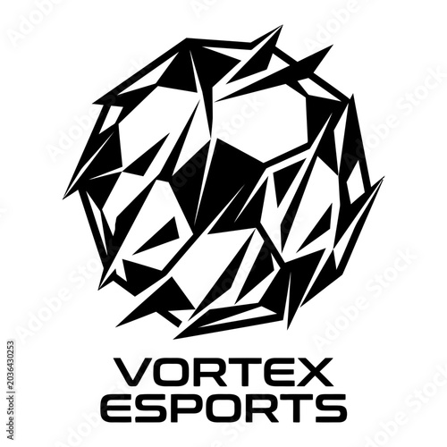 Esports logo icon, geometric vortex symbol, white background, vector illustration