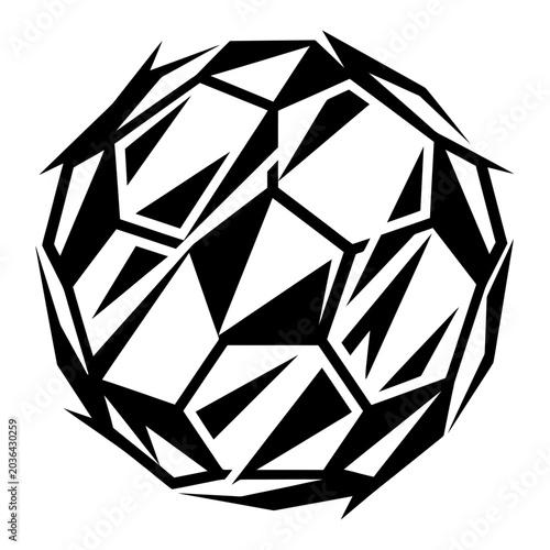 Soccer ball icon, black silhouette, white background, vector illustration