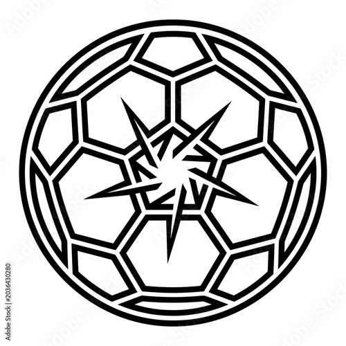 Soccer ball explosion icon, outline style, white background, vector illustration
