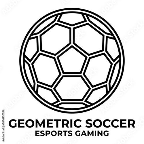 Soccer ball icon, outline style, white background, vector illustration