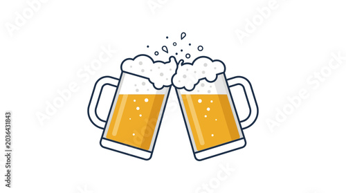 Foto Two Beer Glasses Clinking in Celebration.