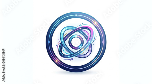Photos Abstract glowing atomic structure with orbiting electrons in a circle