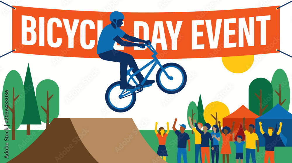 Obraz premium BMX Stunt Bicycle Trick Jump at Bicycle Day Event