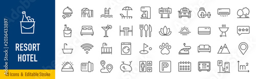 Fotografía Resort Hotel web icons in line style