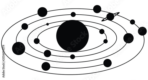Slika na platnu A simplified diagram illustrating a heliocentric planetary system model