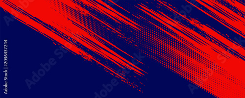 Schilderij op canvas Red halftone dots blue color pattern gradient grunge texture background