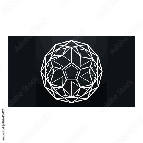 Buckminsterfullerene icon, white outline, white background, vector Illustration