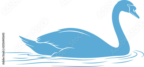 Swan in water swimming posture, elegant silhouette icon