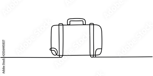Black line of a suitcase on a line suitcase luggage travel white background