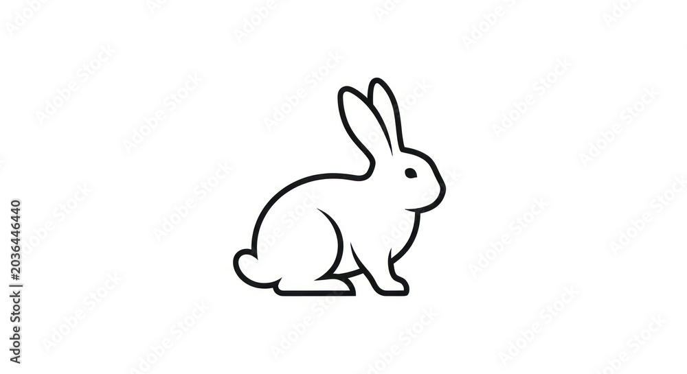 Fototapeta premium Cute rabbit simple line drawing animal.