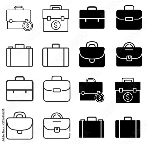 Business Briefcase and Money Icon Set