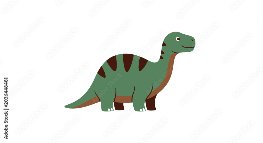 Naklejka premium Smiling long neck dinosaur character in a dotted pattern