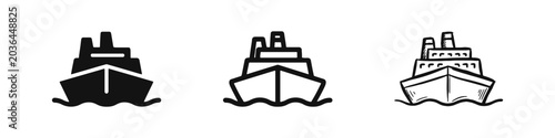 Принти на полотні Cruise Ship and Ocean Liner Icon Set - Maritime Transportation and Travel Illust