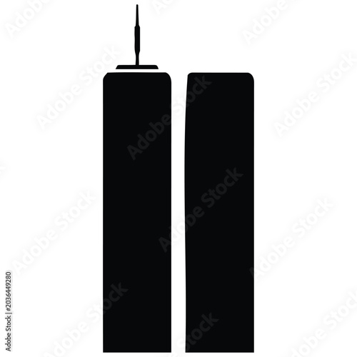 Fotografi Twin towers architecture vector silhouette illustration iconic skyscraper skyline city element