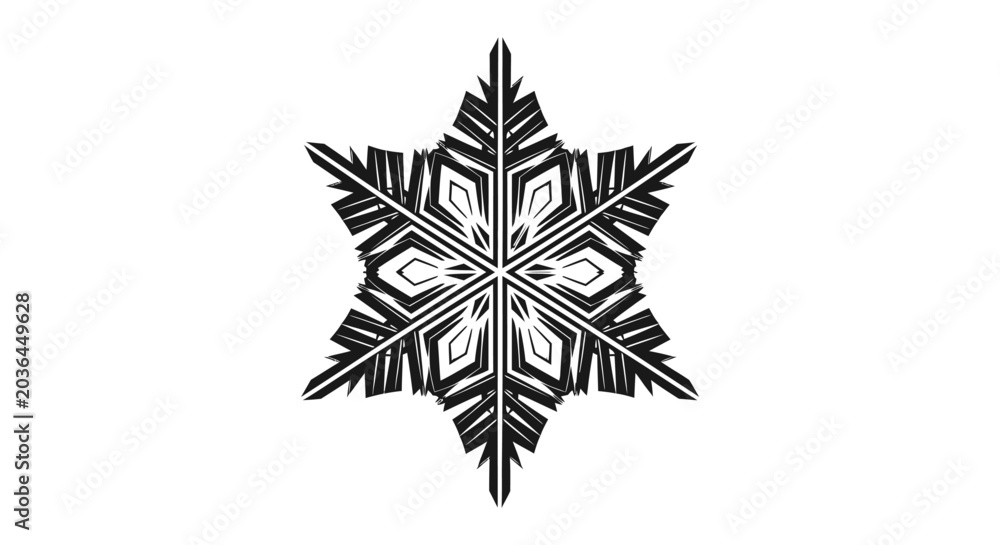 Obraz premium Black geometric snowflake icon isolated on white background
