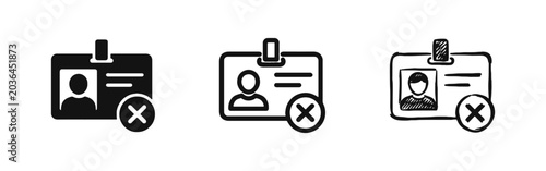 Cuadro en lienzo Access Denied ID Card Icon with Cross Mark for Identity Rejection