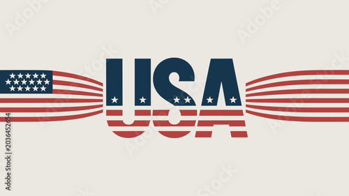 Schilderij op canvas Stylized graphic design featuring the letters USA with the American flag integrated into the design, symbolizing patriotism and national identity