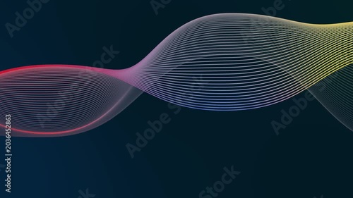 Colorful motion gradient wave abstract animation on dark blue background, retro futurism visual concept