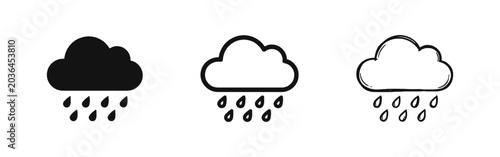 Obraz na plátně Rain cloud and weather icons in three different styles