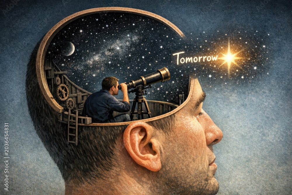 Obraz premium A person using a telescope to gaze at the night sky, potentially for astronomy or scientific purposes