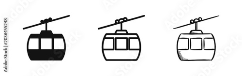 Cuadro en lienzo Cable Car Gondola Lift Transportation Icon Set