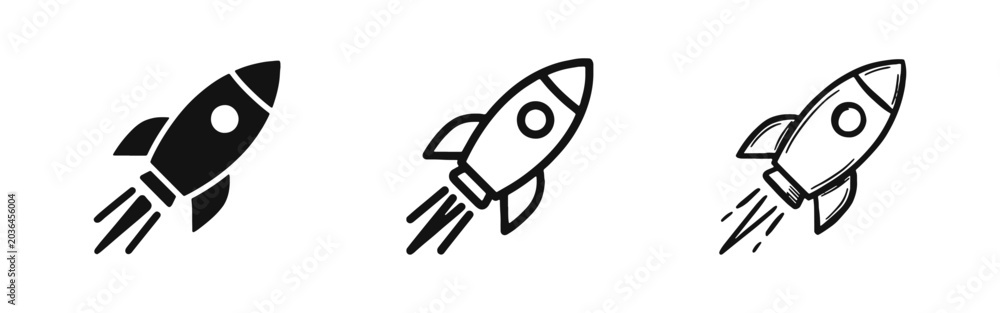 © drawing lines - Rocket launch icon set, startup growth and space exploration symbols in solid, outline, and hand-drawn styles. © drawing lines - Rocket launch icon set, startup growth and space exploration symbols in solid, outline, and hand-drawn styles.