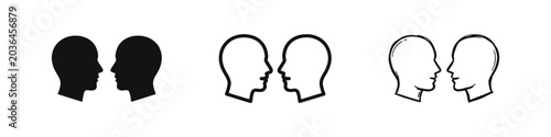 Foto Human interaction and face-to-face communication icon set in three distinct desi