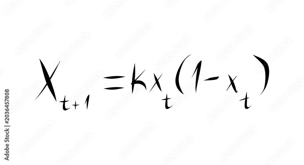 Obraz premium Logistic Map Equation in Stylized Mathematical Typography and Advanced Chaos Theory Concepts 