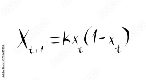 Foto Logistic Map Equation in Stylized Mathematical Typography and Advanced Chaos The