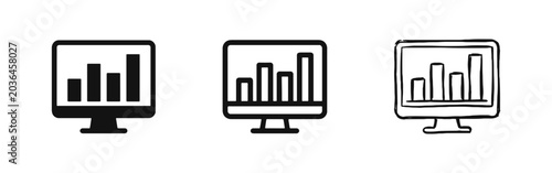 Canvas Print Data Analysis Bar Chart and Statistics Monitor Icon Set