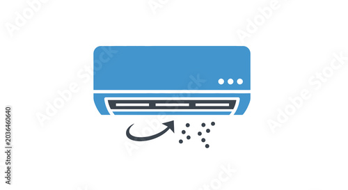 air conditioner icon with cooling airflow flat vector illustration